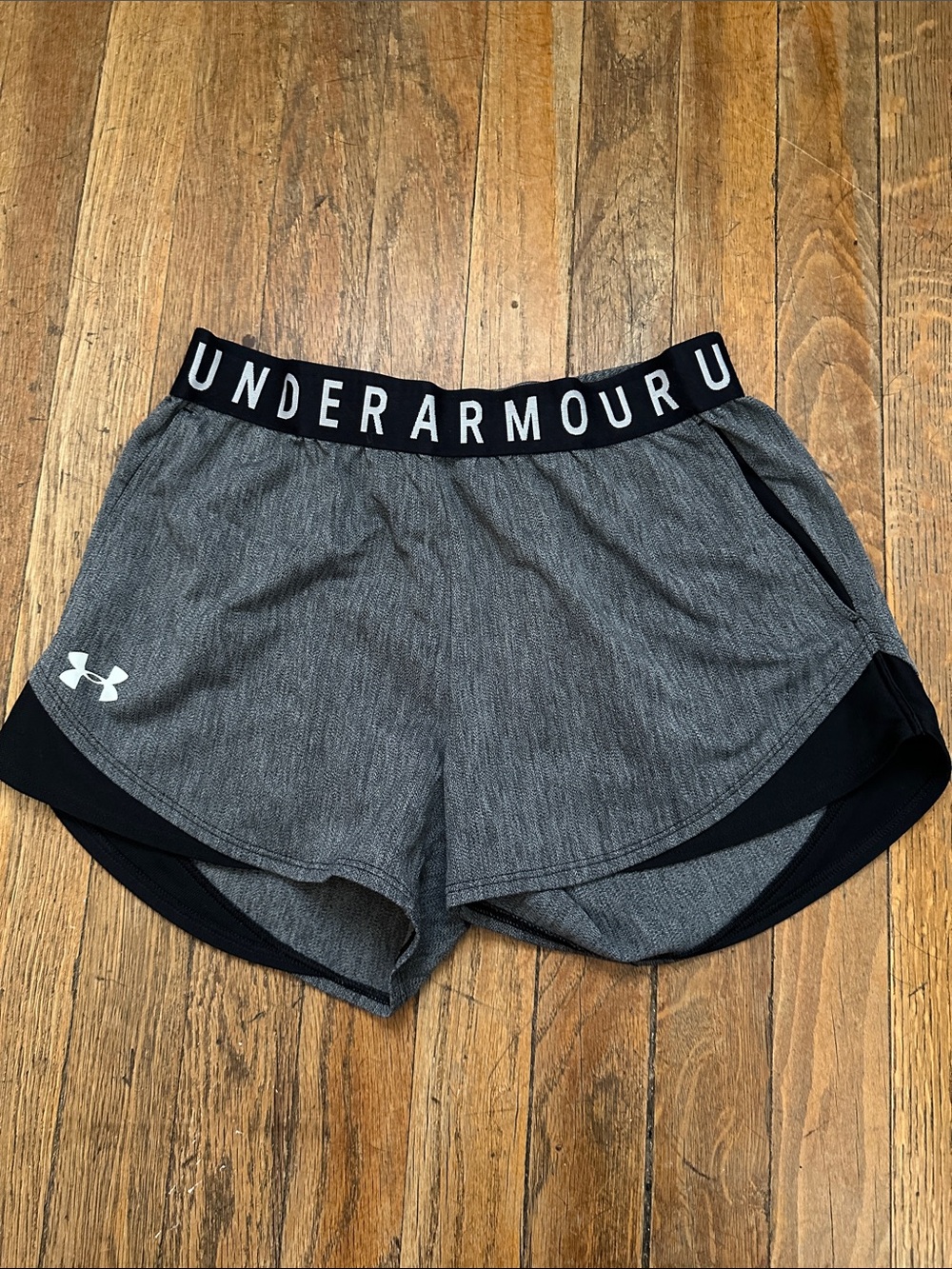 Under Armour Women's Gray Heather Athletic Shorts with Branded Waistband